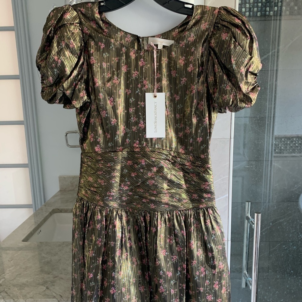 LoveShackFancy Mercy Floral-print Lamé-weave Dress - Picture 5 of 13